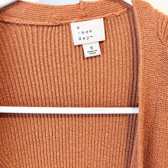 Open-Front Ribbed Cardigan – Camel – Size Small - Picture 2 of 2